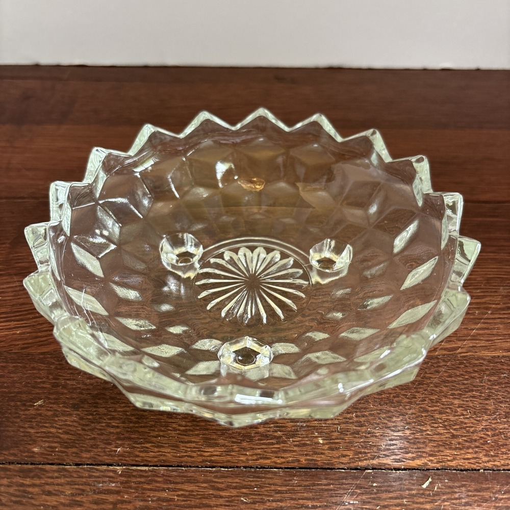 VTG Fostoria American Clear Cut Depression Footed Glass Candy Nut Fridgescaping